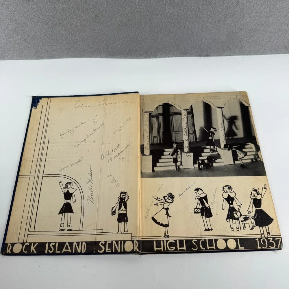 1937 Rock Island HIGH SCHOOL Rock Island IL‎ Illinois Yearbook Watchtower Signed